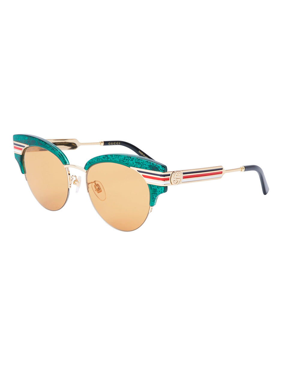LENTE DE SOL GUCCI GG0283S 004 53MM VERDE/MARRON