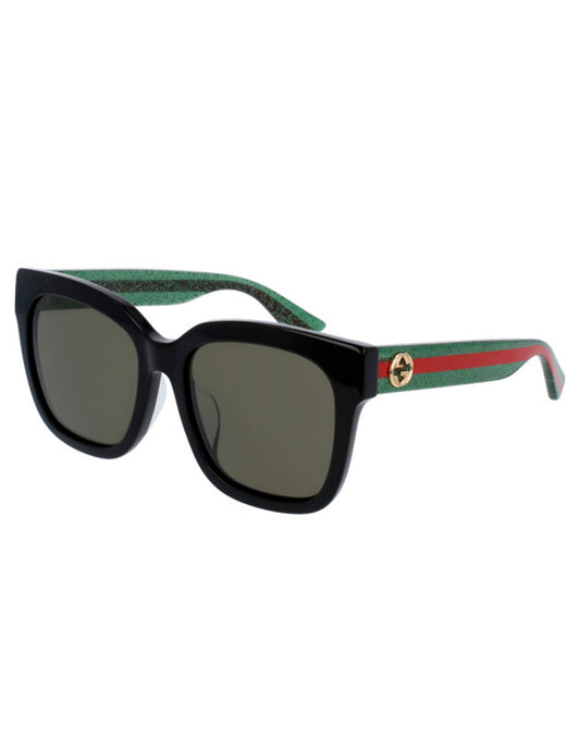 LENTE DE SOL GUCCI GG0034SA 002 55MM NEGRO/VERDE