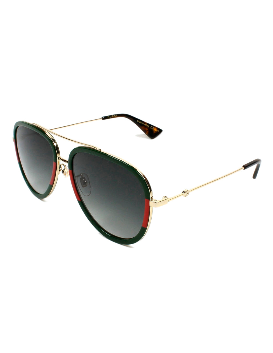 LENTE DE SOL GUCCI GG0062S 003 57MM VERDE/ROJO