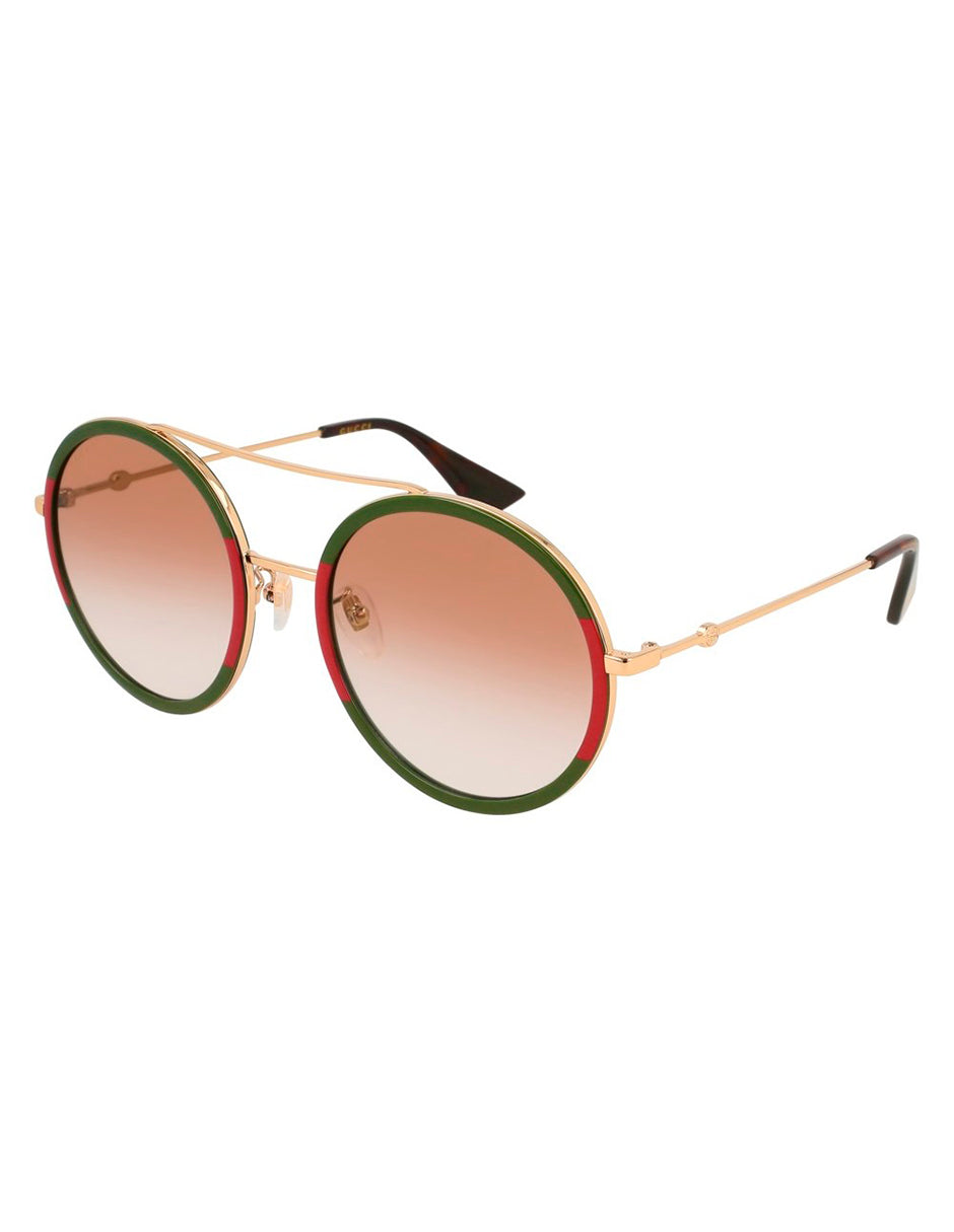 LENTE DE SOL GUCCI GG0061S 010 VERDE,ROJO/MARRÓN