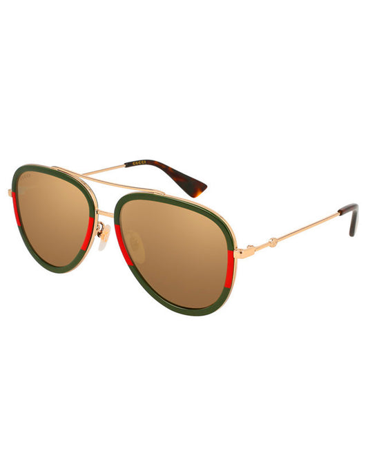 LENTE DE SOL GUCCI GG0062S 010 57MM ROJO VERDE DORADO