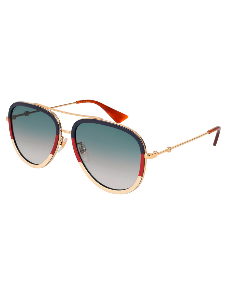 LENTE DE SOL GUCCI GG0062S 013 57MM AZUL/ROJO